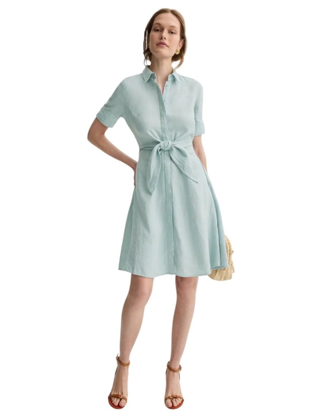 Lauren Ralph Lauren Wakana Shirt Dress 8 Womens Tie Linen
